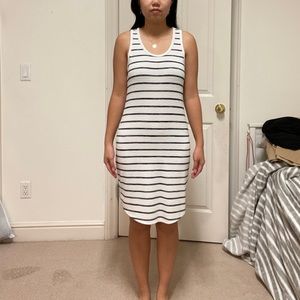 a new day | Casual blue and white striped midi dress